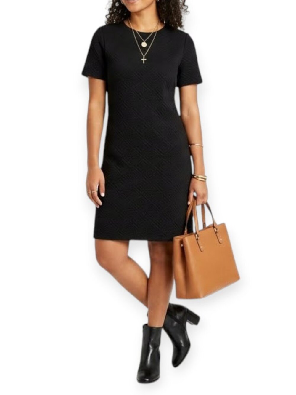 PrAna Macee Small Black Jacquard Textured Geometric Midi Knit Dress